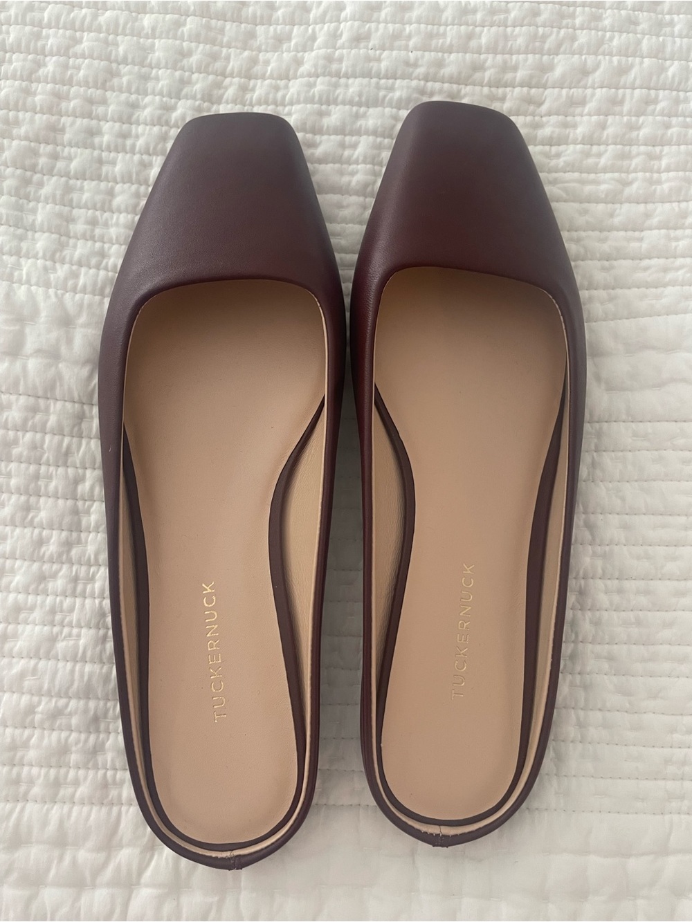 NWOT Burgundy Leather Square-Toe Flats
